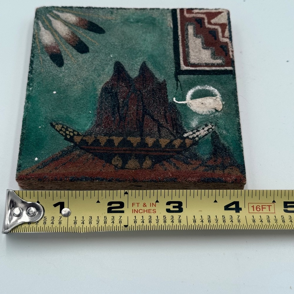 Navajo Art Lot 4pc Silas NAV‎ Wedding Vase Teissedre Tile Alex Lee Sandpainting - Picture 10 of 12